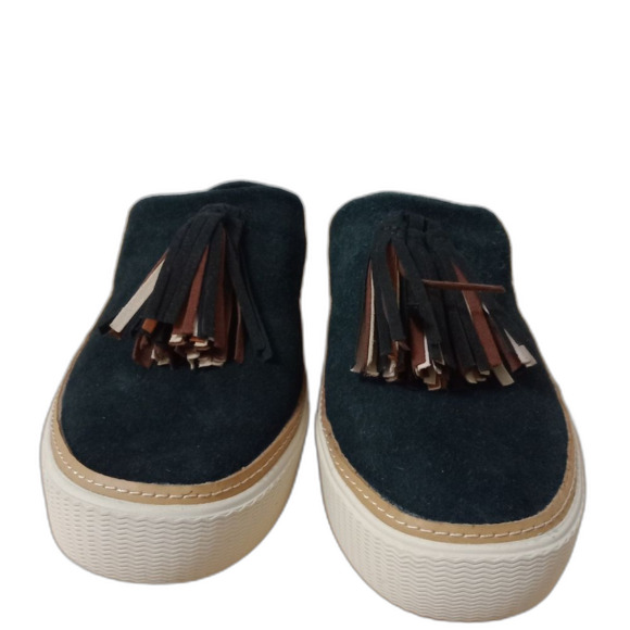 TOMS Women's Sunrise Black Suede Slip On Tassel Sneakers Preppy Retro Size 8 - Picture 3 of 8